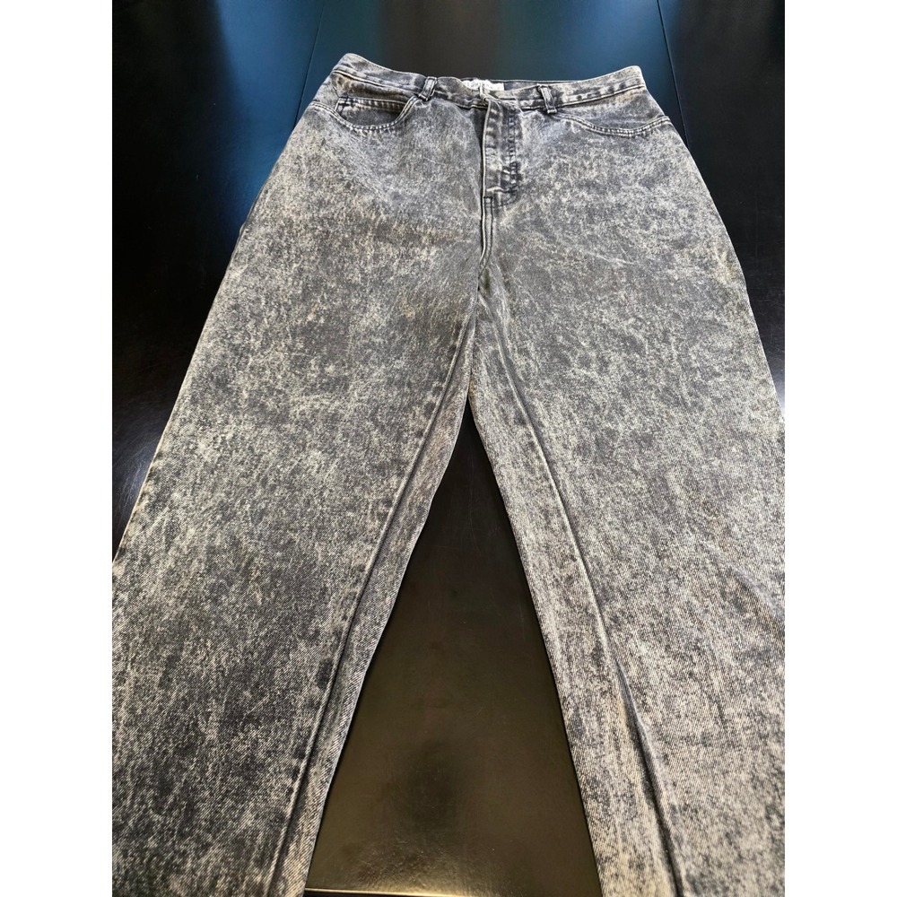 Bonjour Womens 10 Acid Wash Jeans High Waisted Tapered Ankle Zip 80s Vintage